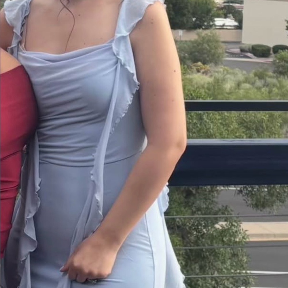 Light Blue Ruffled Mermaid Gown